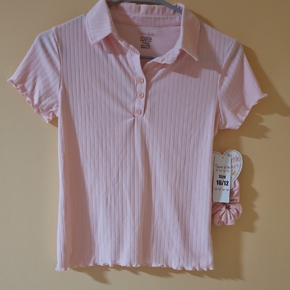 Sophia & LILY Pink Ribbed Polo Shirt